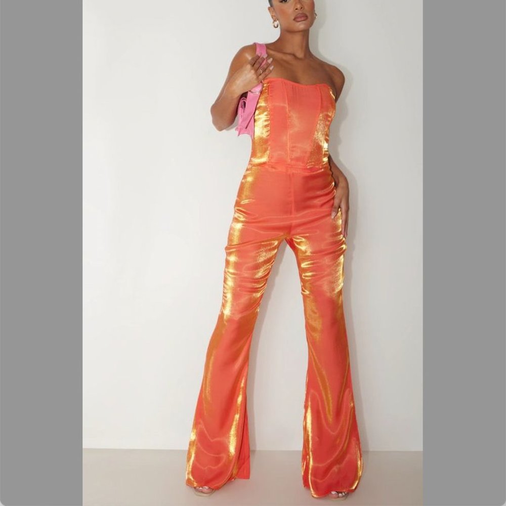 Pretty Little Thing Orange Satin Matching Set